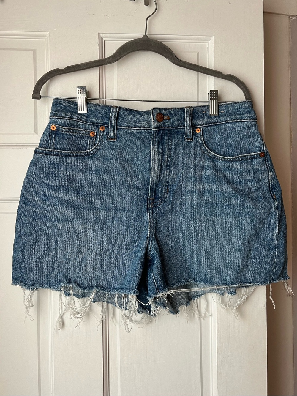 Madewell Blue High-Rise Cutoff Denim Shorts